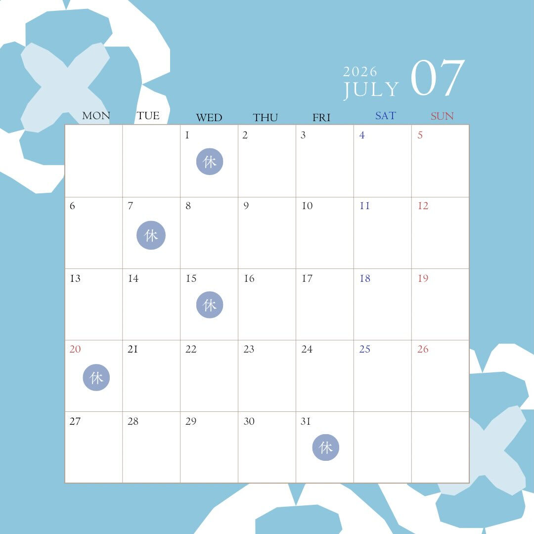 7月の予定表です😊